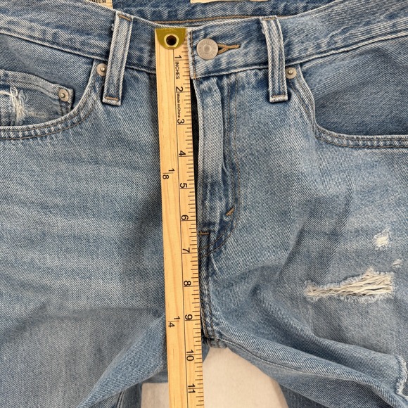 Levi's Premium Baggy Dad Jeans Womens 24 Blue Light Wash Distressed Knee Rips - Picture 4 of 10